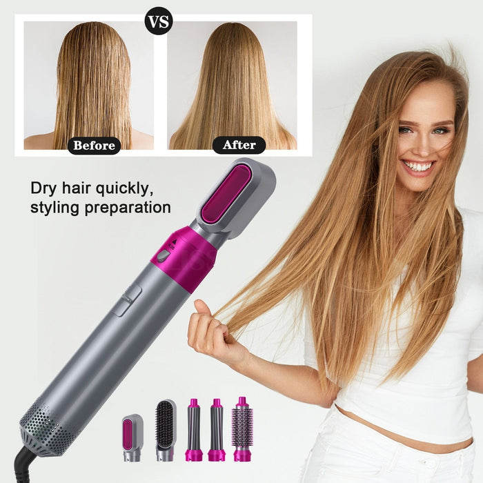 5In1 Hair Dryer Comb Hair Curling Straightening Hair