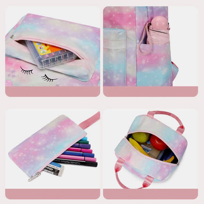 Girls Backpack Kids School Rainbow Bookbag 3 in 1 Set School Bag