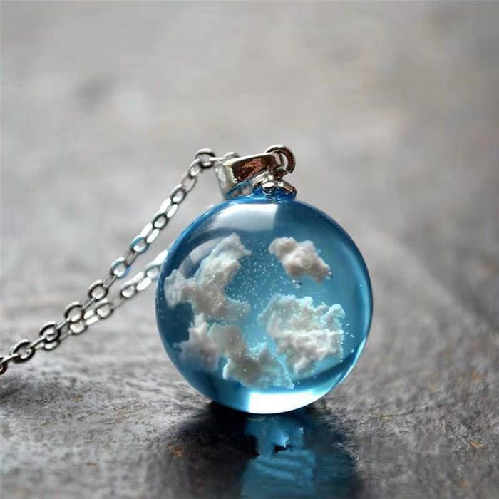 "Head In the Clouds" Clear Glass Necklace