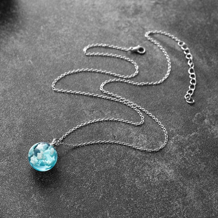 "Head In the Clouds" Clear Glass Necklace