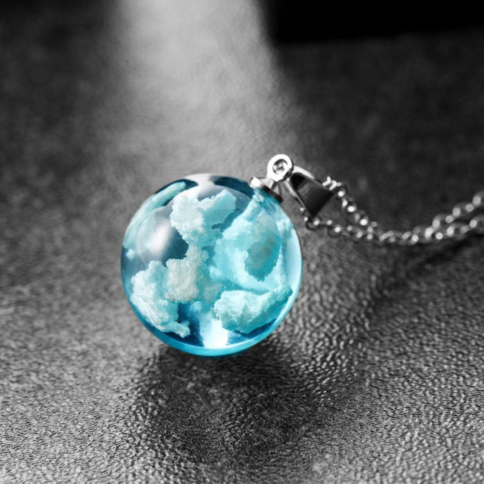 "Head In the Clouds" Clear Glass Necklace