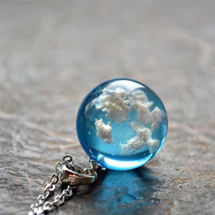 "Head In the Clouds" Clear Glass Necklace