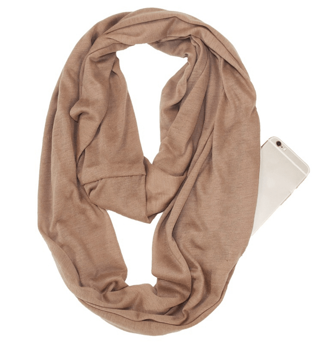 SecureStyle Scarf with Zipper Pocket for Travel, Hands Free Storage