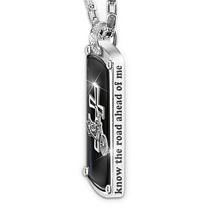"Biker's Blessing" Engraved Dog Tag Pendant Necklace