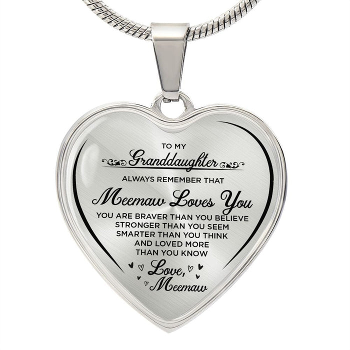 To My Granddaughter... Love Meemaw - Heartfelt Necklace