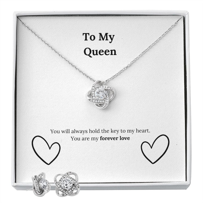 To My Queen....Forever Love - Love Knot Necklace & Earring Set