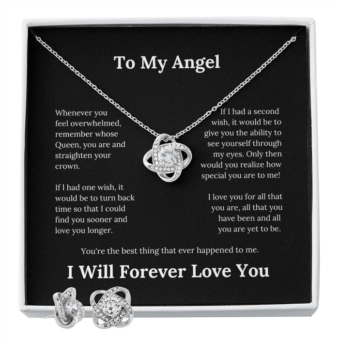 To My Angel... Love Knot Necklace & Earring Set