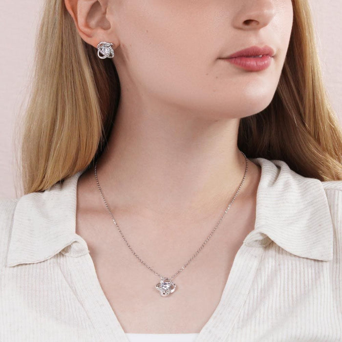 To My Girlfriend... Love Knot Necklace & Earring Set