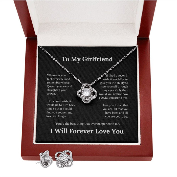 To My Girlfriend... Love Knot Necklace & Earring Set