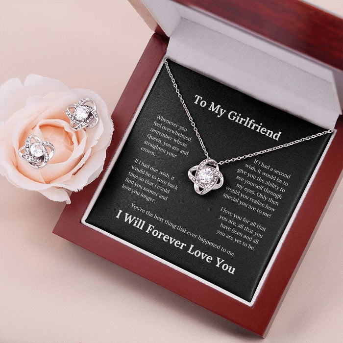 To My Girlfriend... Love Knot Necklace & Earring Set