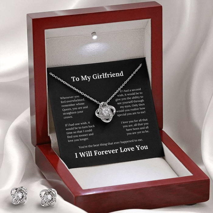 To My Girlfriend... Love Knot Necklace & Earring Set