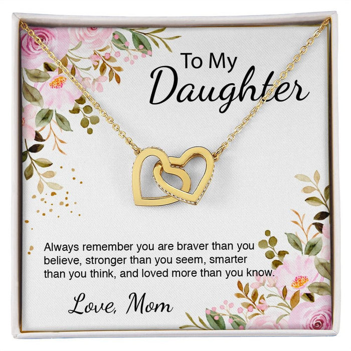 To My Daughter... Floral Interlocking Hearts Necklace From Mom