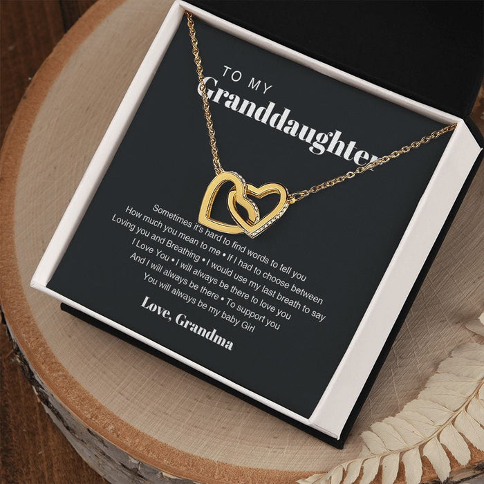To My Granddaughter... Love, Grandma Interlocking Hearts Necklace