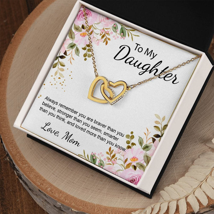 To My Daughter... Floral Interlocking Hearts Necklace From Mom