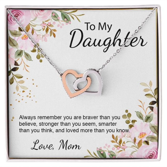 To My Daughter... Floral Interlocking Hearts Necklace From Mom
