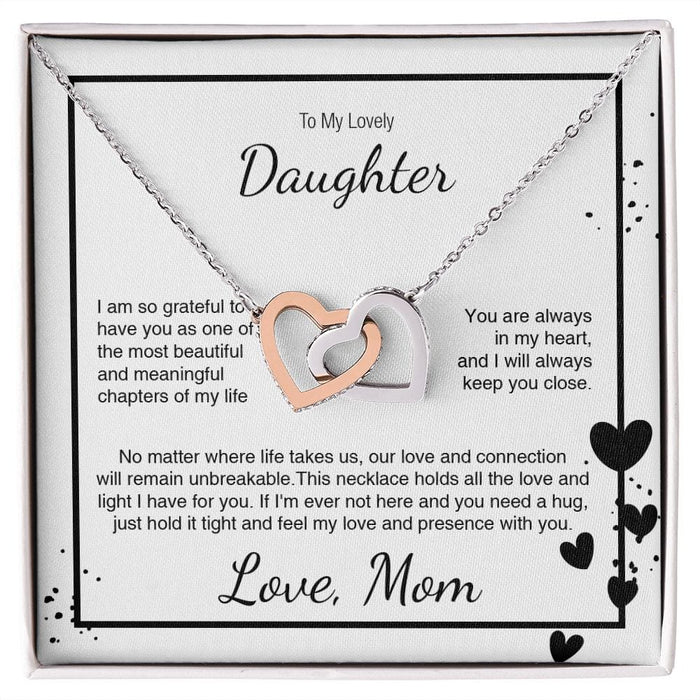 To My Lovely Daughter... Love Mom - Interlocking Hearts Necklace