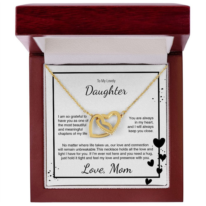 To My Lovely Daughter... Love Mom - Interlocking Hearts Necklace