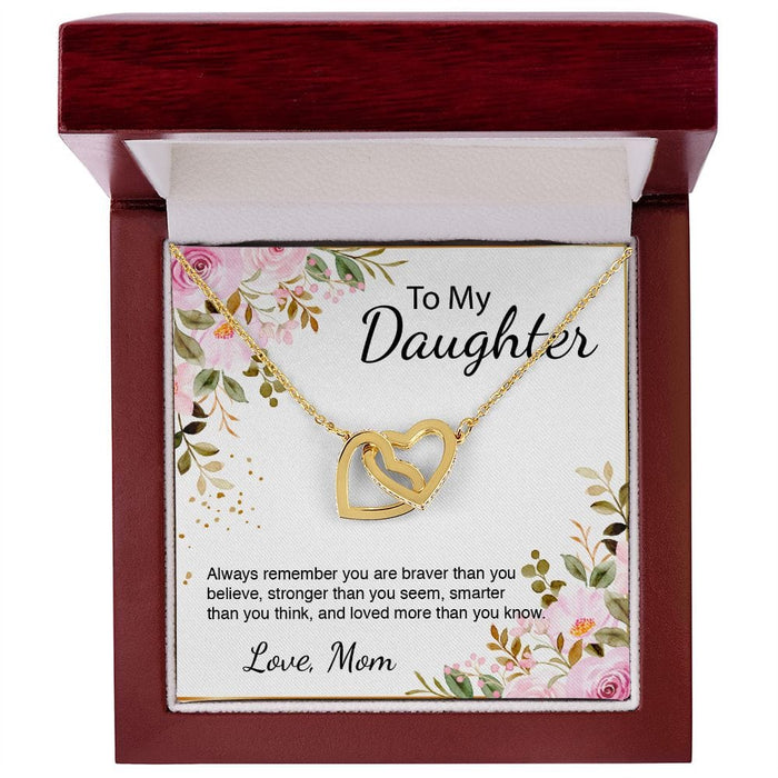 To My Daughter... Floral Interlocking Hearts Necklace From Mom