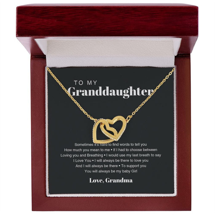 To My Granddaughter... Love, Grandma Interlocking Hearts Necklace