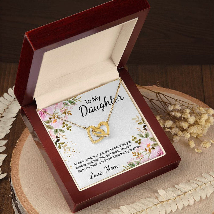 To My Daughter... Floral Interlocking Hearts Necklace From Mom