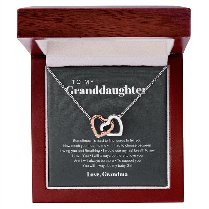To My Granddaughter... Love, Grandma Interlocking Hearts Necklace