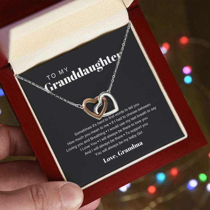 To My Granddaughter... Love, Grandma Interlocking Hearts Necklace