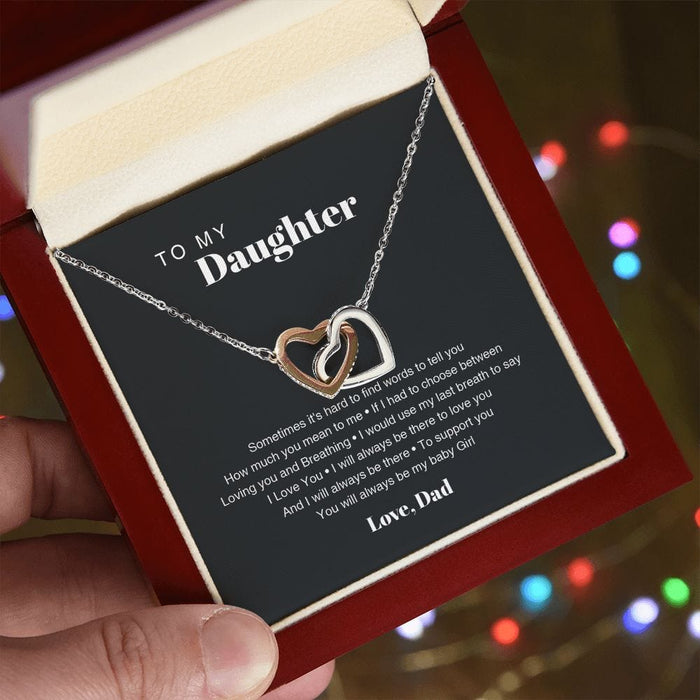 To My Daughter... Love, Dad Interlocking Hearts Necklace