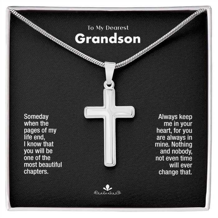 To My Dearest Grandson... Stainless Steel Cross Necklace