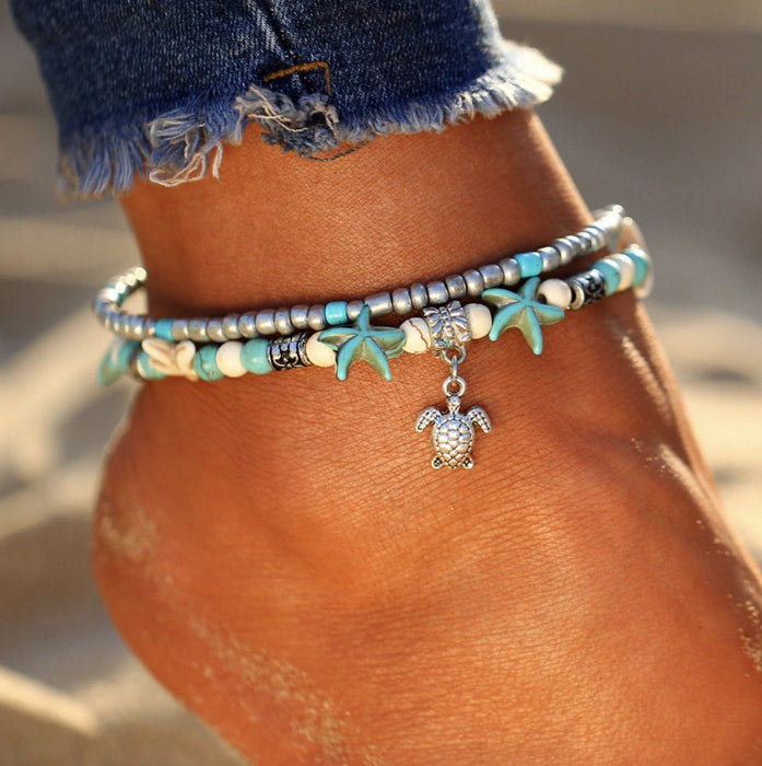 Beach Life Sea Turtle Anklet