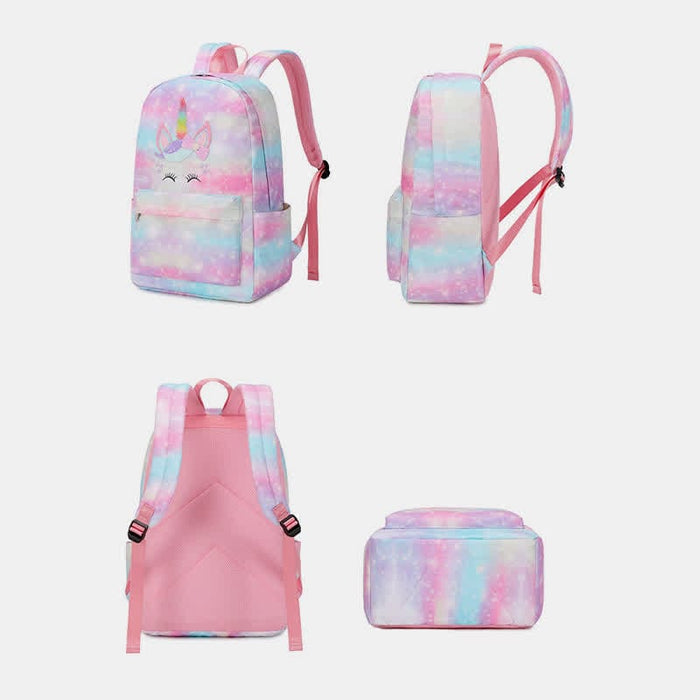 Girls Backpack Kids School Rainbow Bookbag 3 in 1 Set School Bag