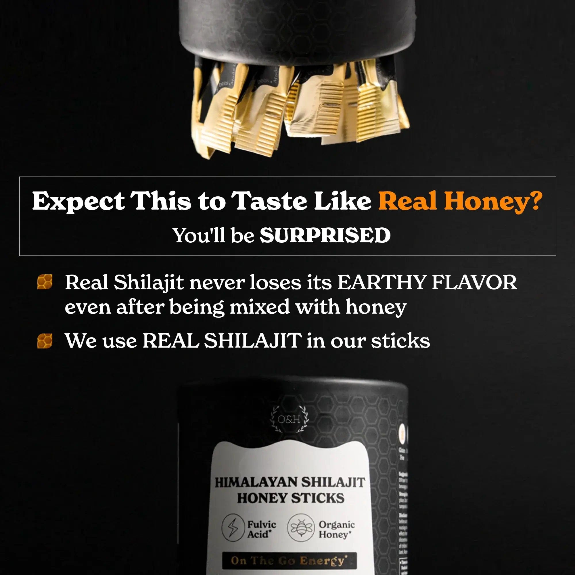 Shilajit Honey Sticks | Pure Himalayan Resin, Honey & Saffron | Energy, Strength & Cognitive Support