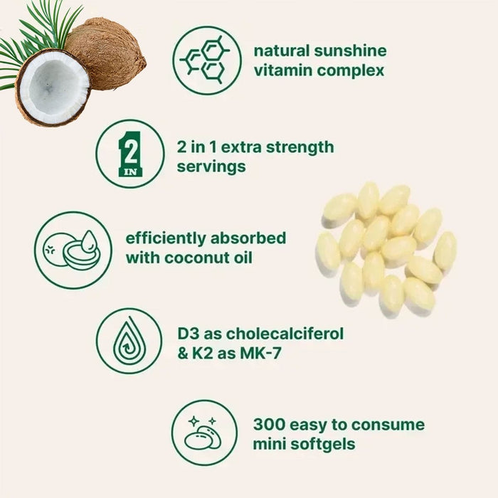 O&H D3+K2 Coconut Oil Softgels