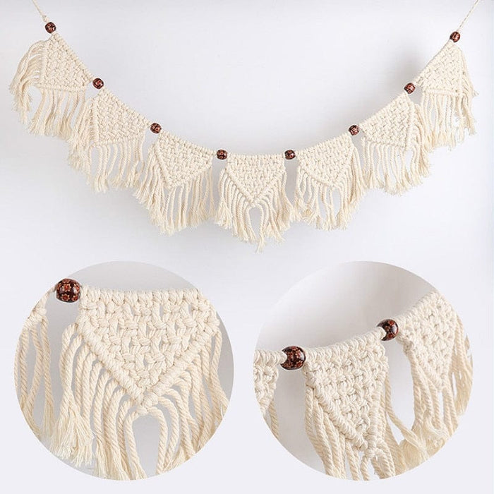 Macrame Fringed Woven Tapestry Wall Hanging