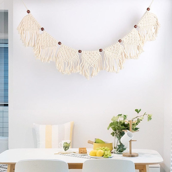 Macrame Fringed Woven Tapestry Wall Hanging