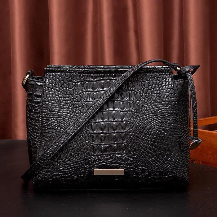 Crossbody Bag for Women Fashion Crocodile Grain Leather Handbag Purses
