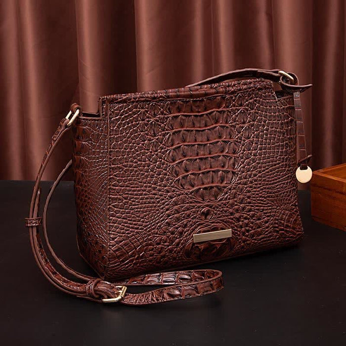 Crossbody Bag for Women Fashion Crocodile Grain Leather Handbag Purses
