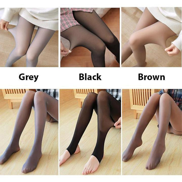 Flawless Legs Fake Translucent Warm Fleece Pantyhose Tights Stockings for  Ladies