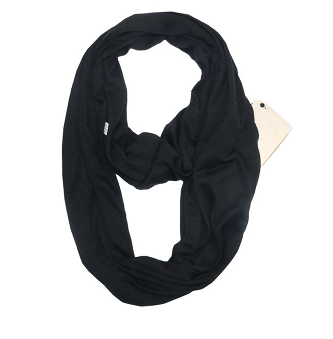 SecureStyle Scarf with Zipper Pocket for Travel, Hands Free Storage