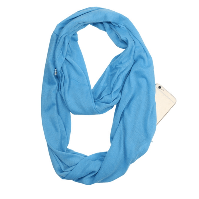 SecureStyle Scarf with Zipper Pocket for Travel, Hands Free Storage
