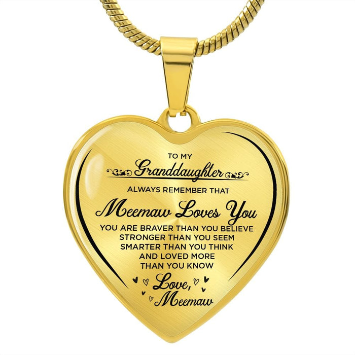 To My Granddaughter... Love Meemaw - Heartfelt Necklace