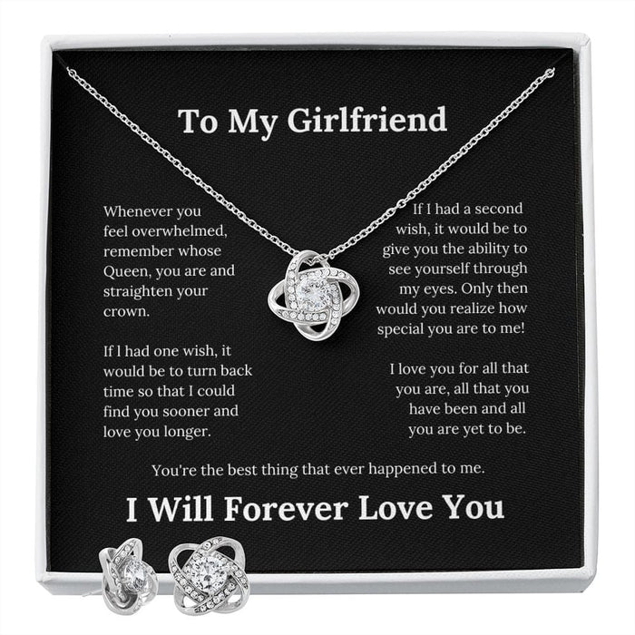 To My Girlfriend... Love Knot Necklace & Earring Set
