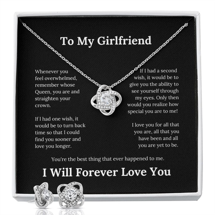 To My Girlfriend... Love Knot Necklace & Earring Set