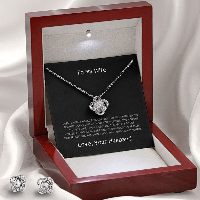 To My Wife... Love Knot Necklace & Earring Set