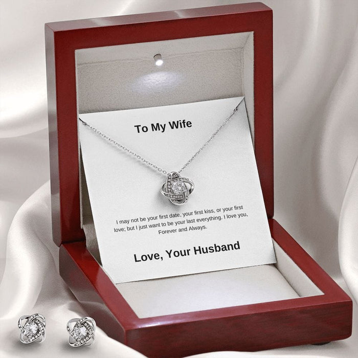 To My Wife... Forever and Always Love Knot Necklace & Earring Set