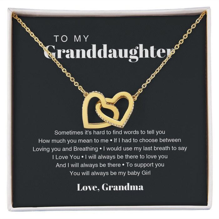 To My Granddaughter... Love, Grandma Interlocking Hearts Necklace