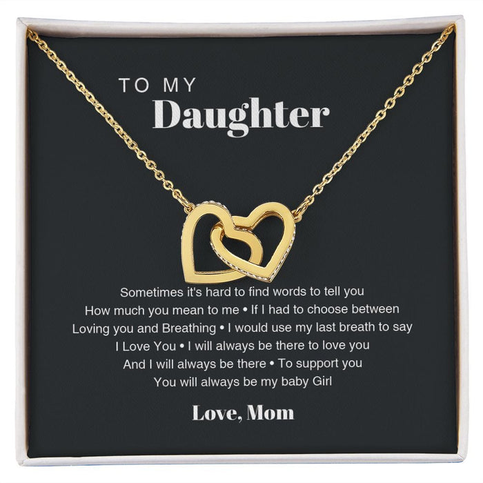 To My Daughter... Love, Mom Interlocking Hearts Necklace