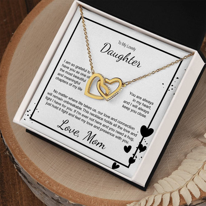 To My Lovely Daughter... Love Mom - Interlocking Hearts Necklace