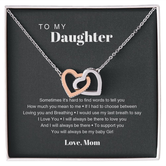 To My Daughter... Love, Mom Interlocking Hearts Necklace