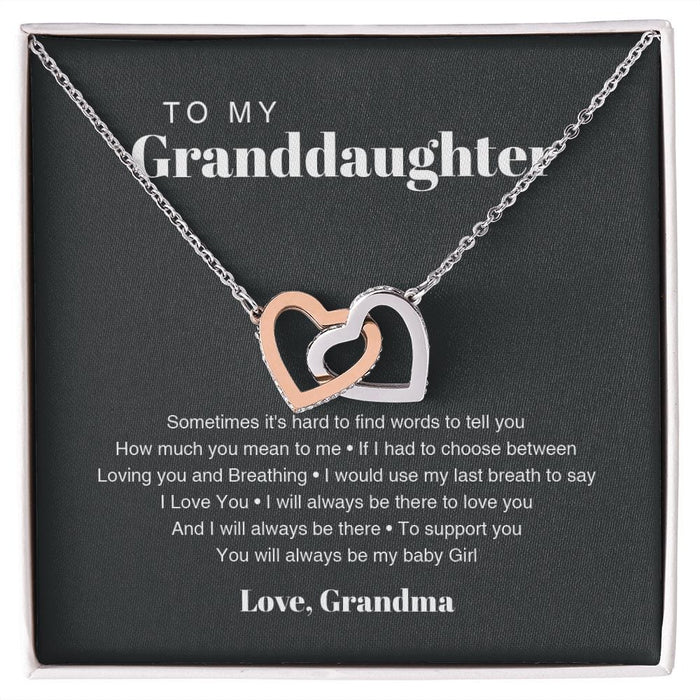 To My Granddaughter... Love, Grandma Interlocking Hearts Necklace