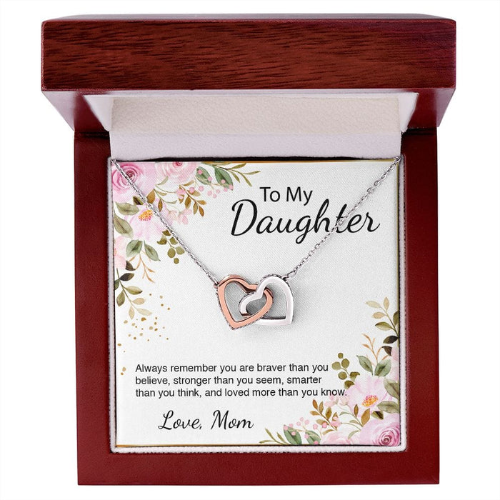 To My Daughter... Floral Interlocking Hearts Necklace From Mom